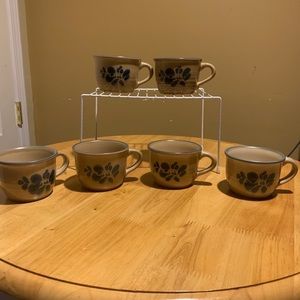 6 Pfalzgraff Folk Art Pottery Coffee Cups